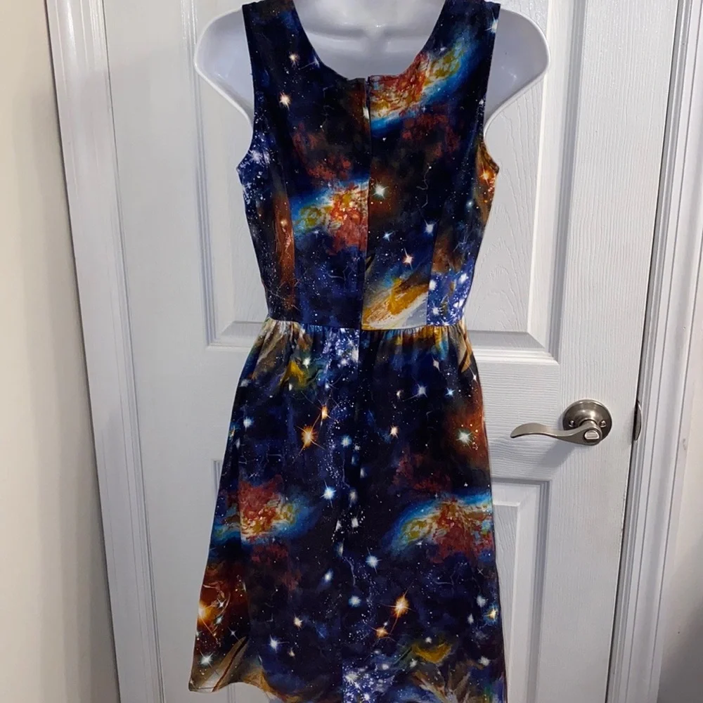 MODCLOTH Vivid Space Cosmic Print A-Line Dress Size Small Look! - Picture 7 of 10